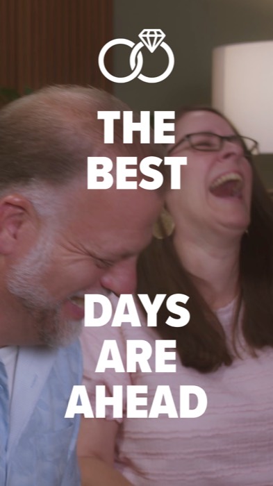 Mike and Sarah Larner laughing together. The best days are ahead.